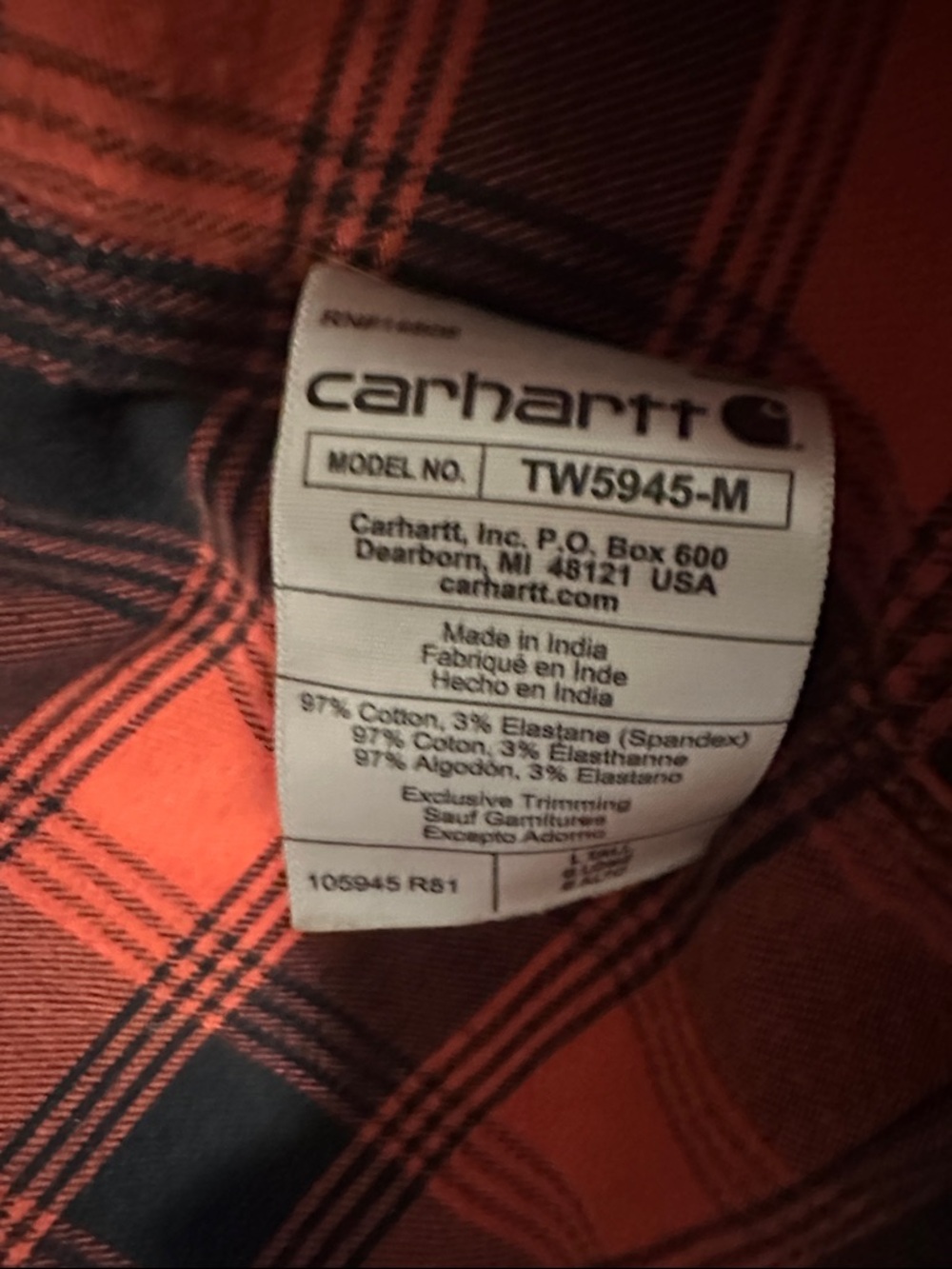 Carhartt Large Tall Flannel - Picture 3 of 4